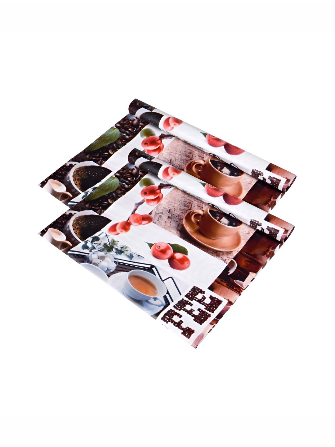 Aura Coffee Brown & White 2 Pieces Cup-Design Shelf Liner Organisers