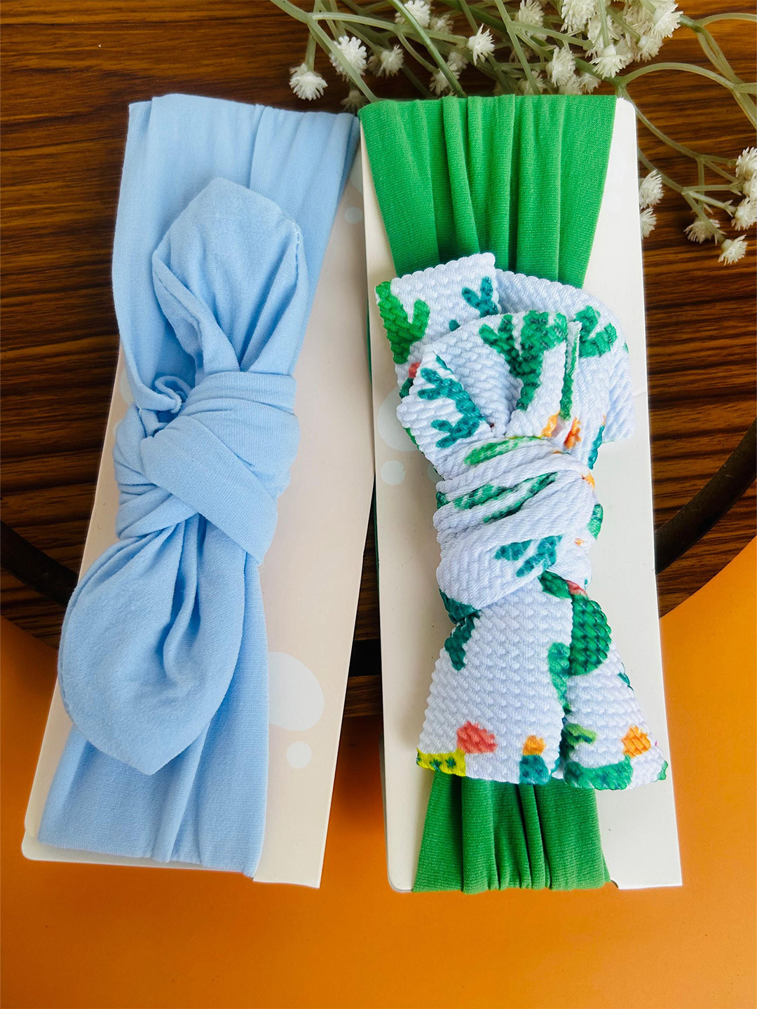 Radhya Accessories Girls Bow Elastic Baby Headbands Pack of 2