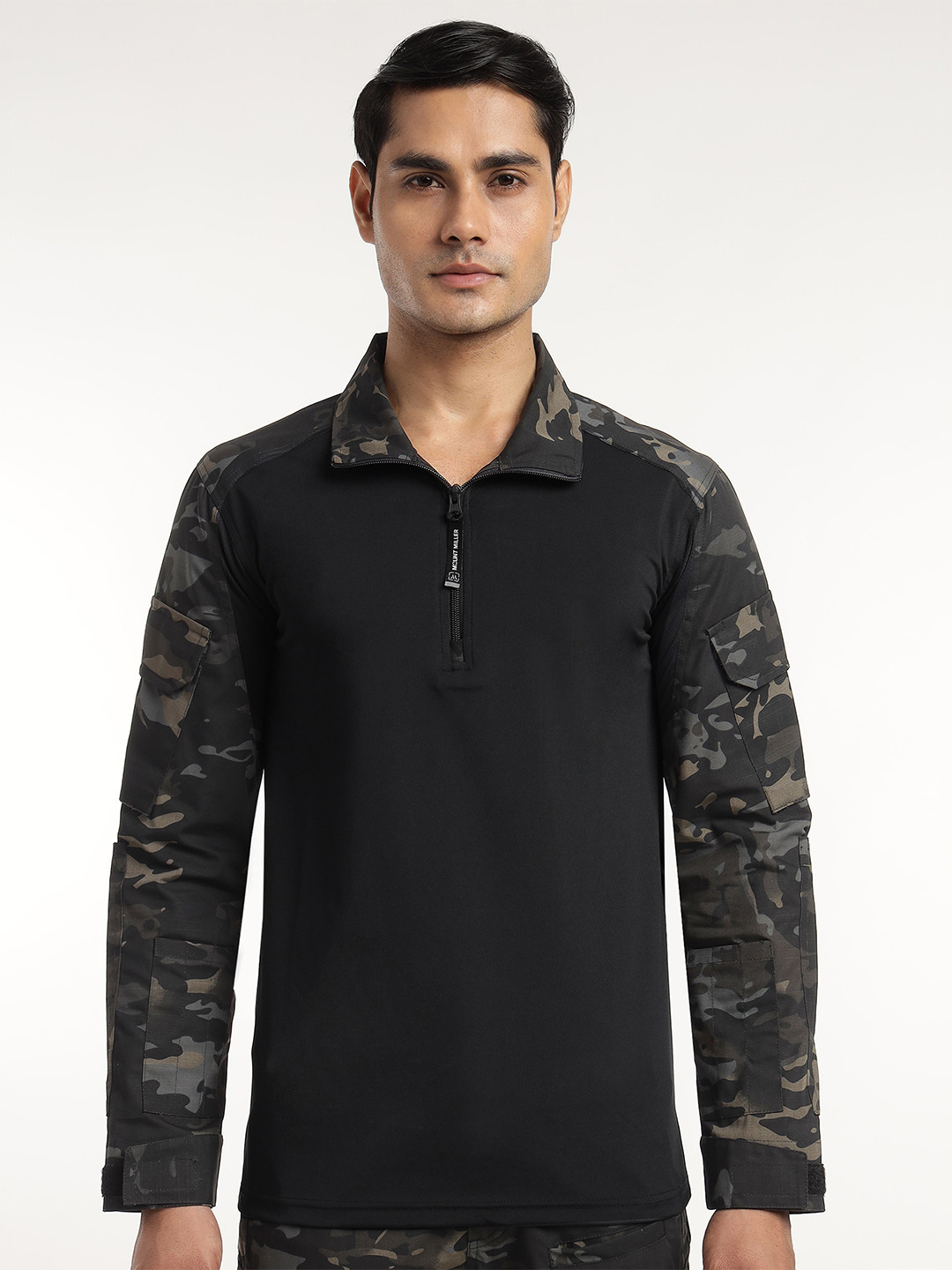 MOUNTMILLER Men's Camouflage Printed Full Sleeve Ripstop Tactical Polo T-Shirt