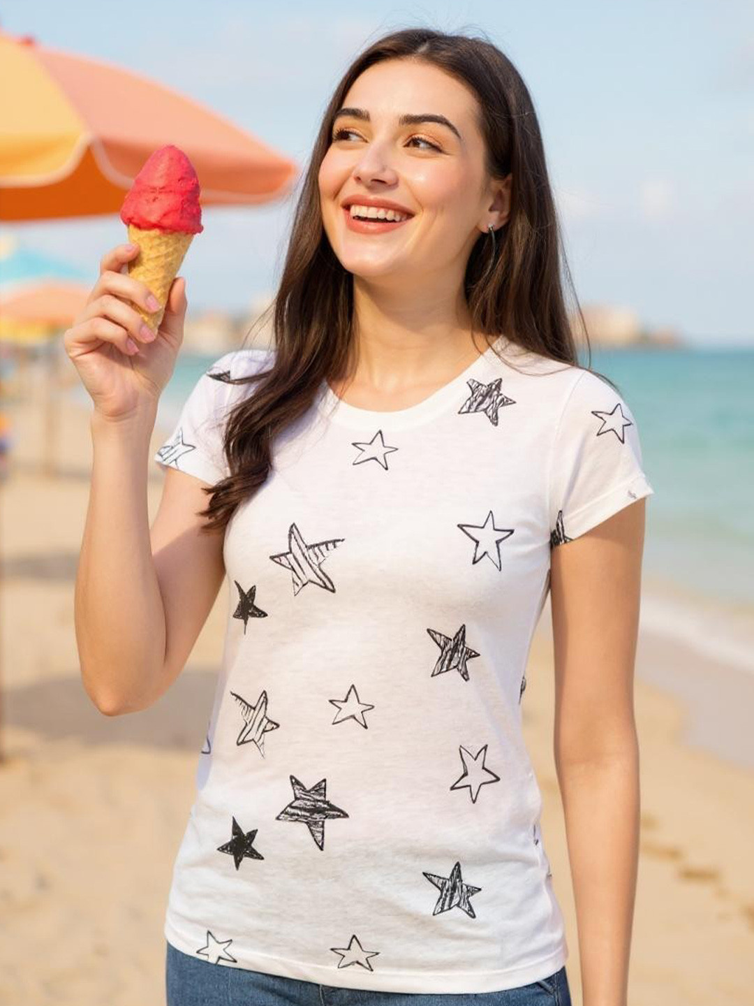 INUKA Women Graphic Printed Round Neck Cotton T-shirt