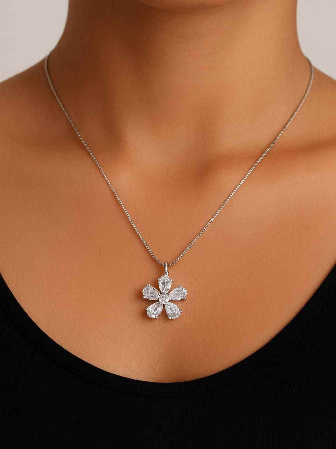 shringaar by neha Rhodium-Plated Artificial Stone Pendants with Chains