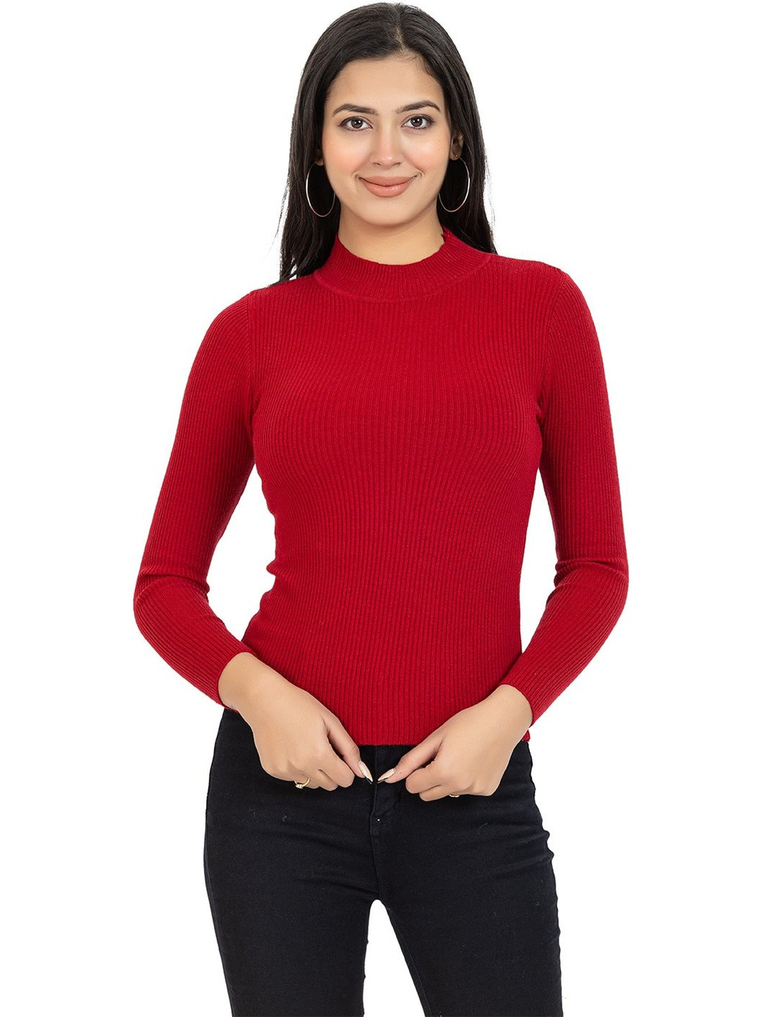DressBerry Women Stretchable Woolen Pullover Top