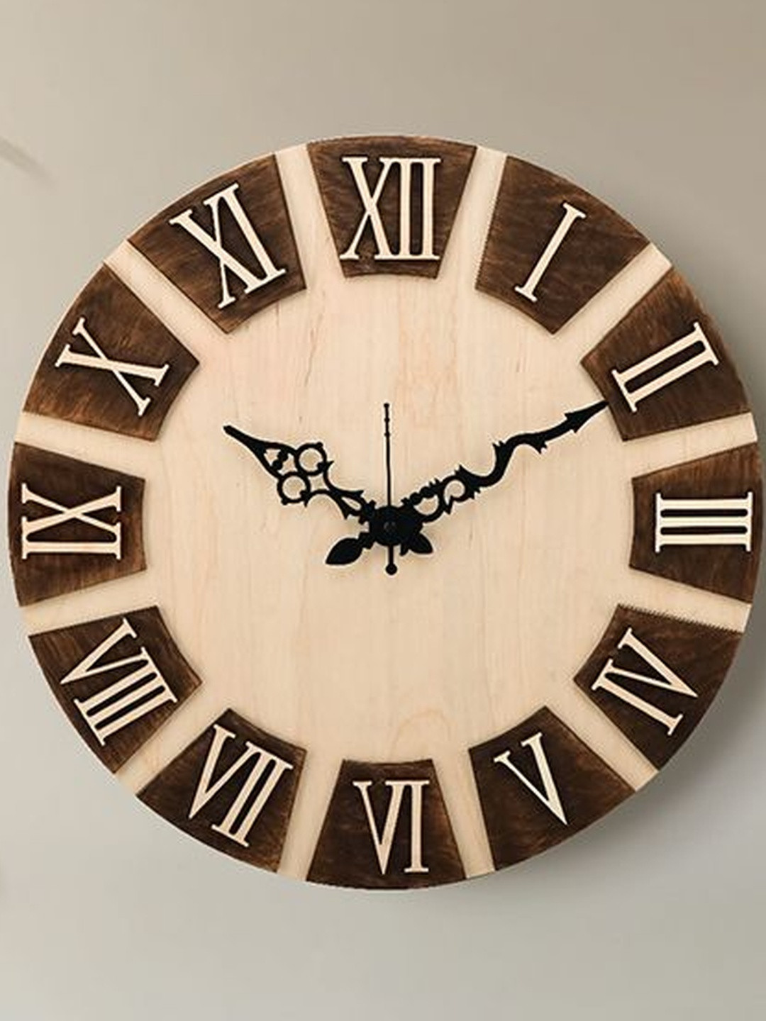 Myntra Elegant Homes Big Size Wooden Round Shape 14 Inch Silent Wall Clock