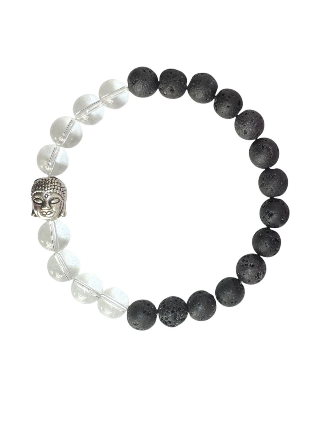 Gems Guru Lava Buddha Clear Quartz Bracelet