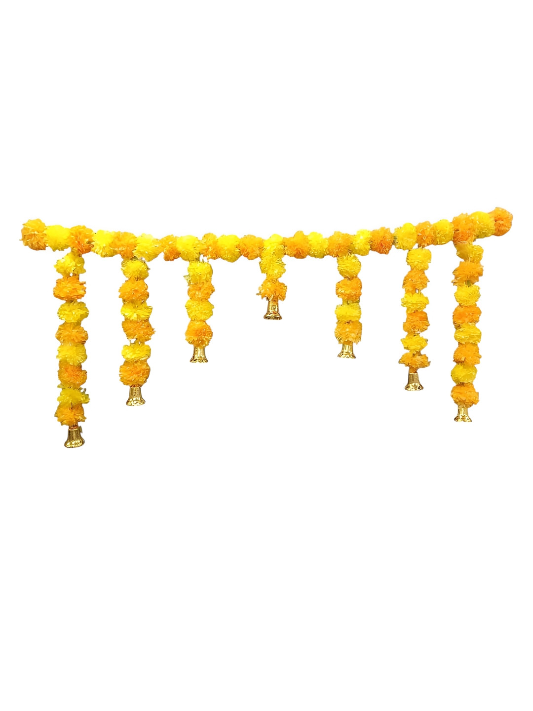 PUFFSMART Yellow & Orange Marigold Flower Toran Festive Decor