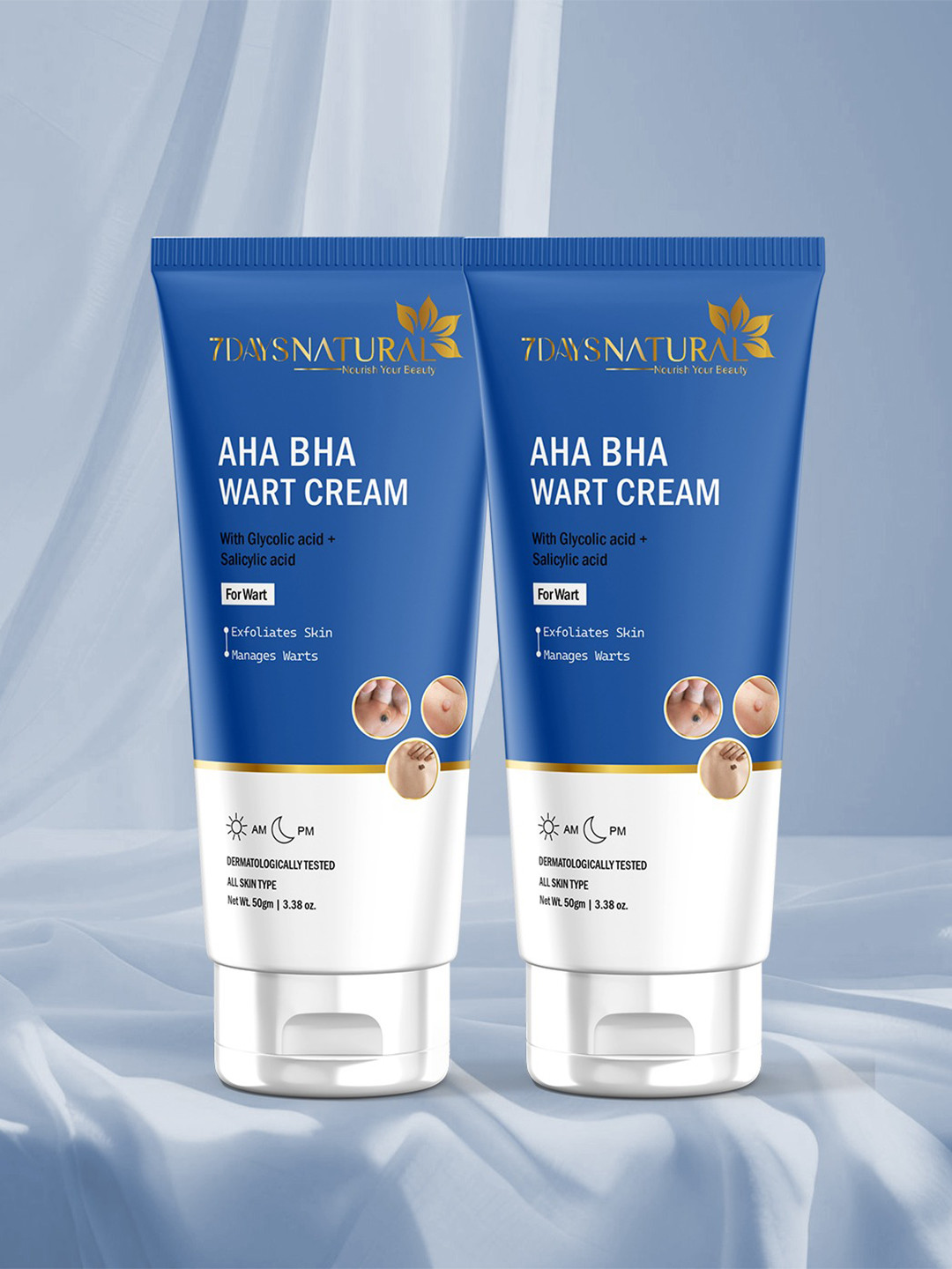 7DAYSNATURAL Set Of 4 Natural Aha Bha Wart Cream For Warts - 50Gg Each