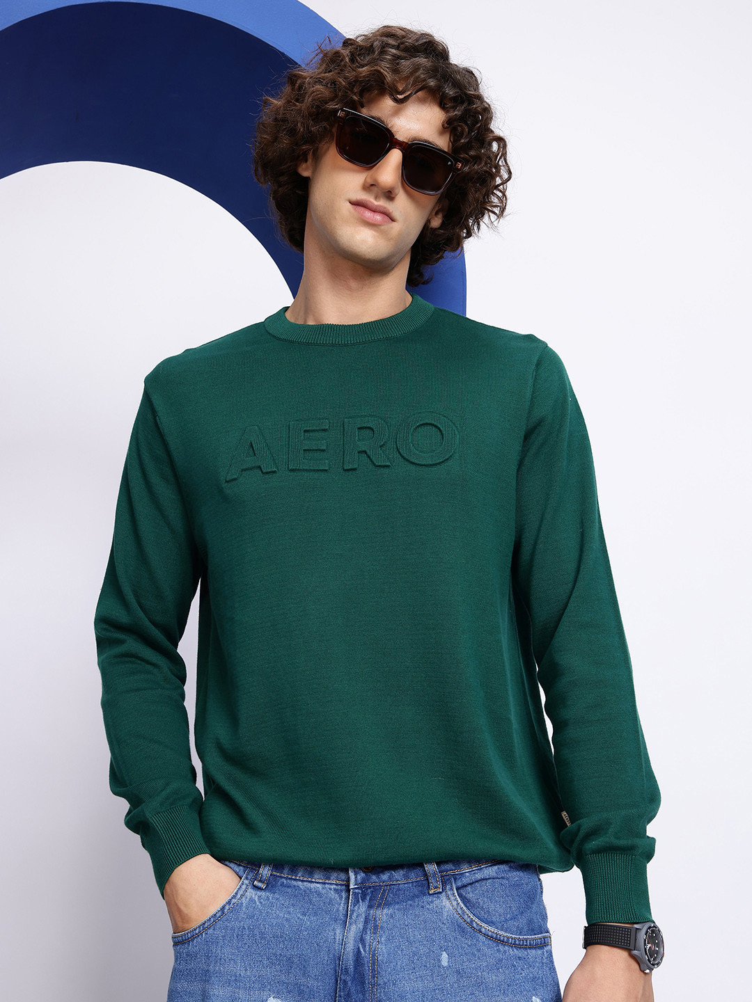 Aeropostale Brand Logo Embossed Pullover Sweater