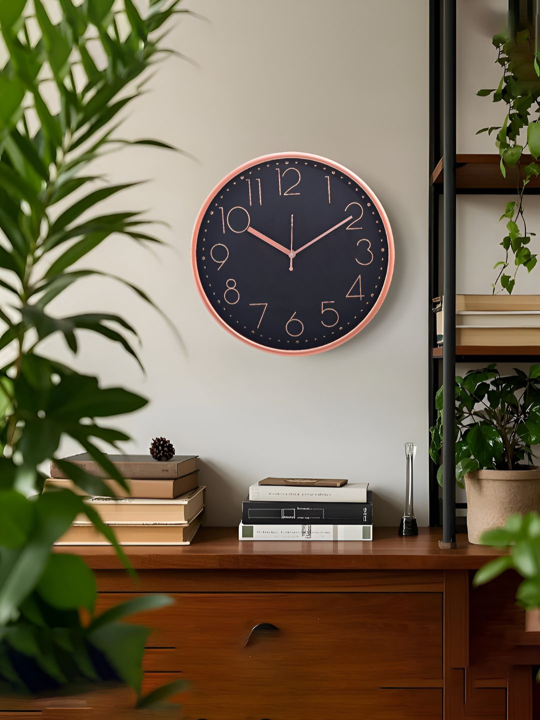 Aura Gold-Toned & Navy Blue Analogue Wall Clock