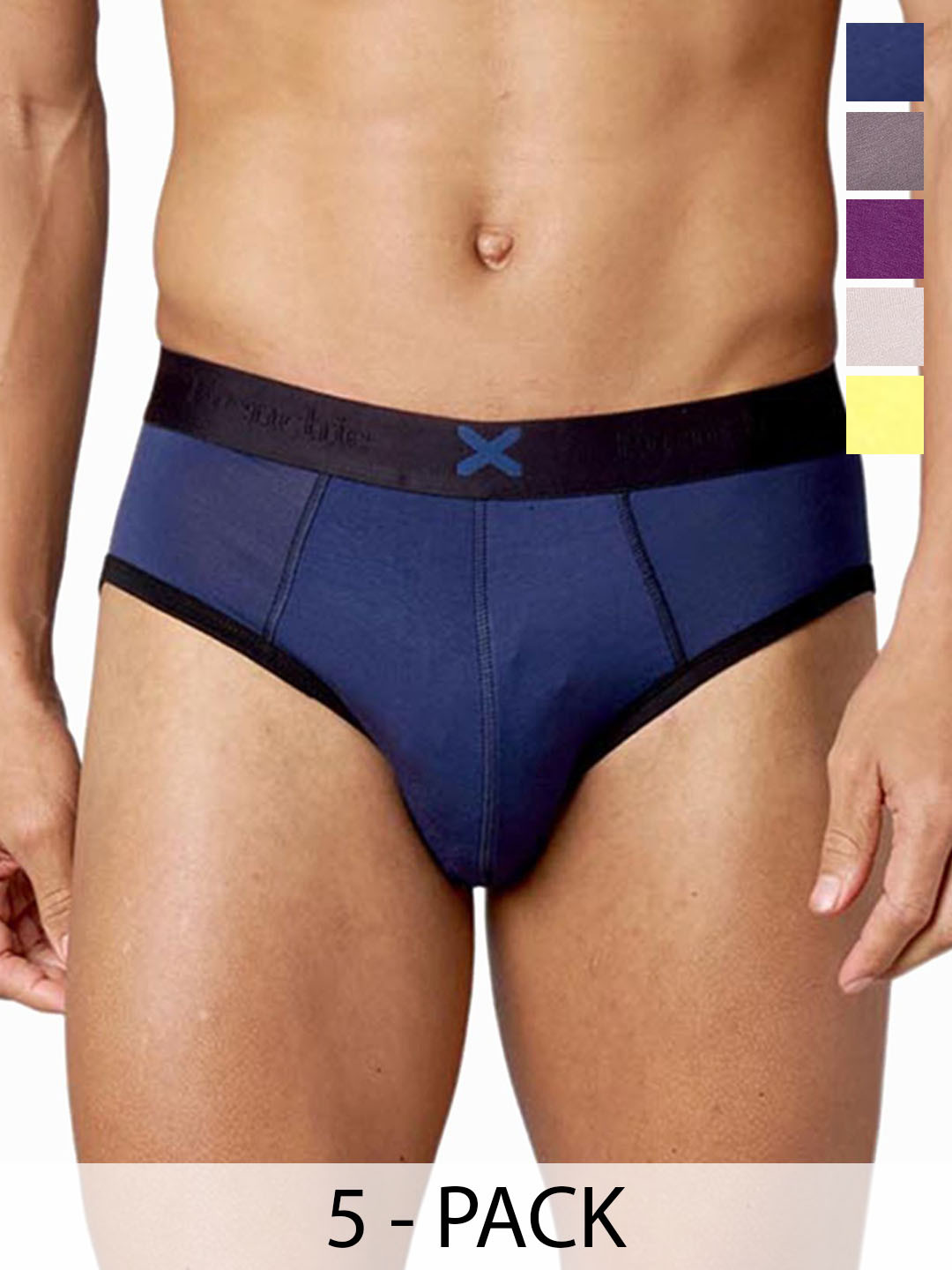 FRENCHIE Pack Of 5 Mid Rise Basic Briefs FR-MI-BF-HYPE-1X5-PO3-PGBLU-S