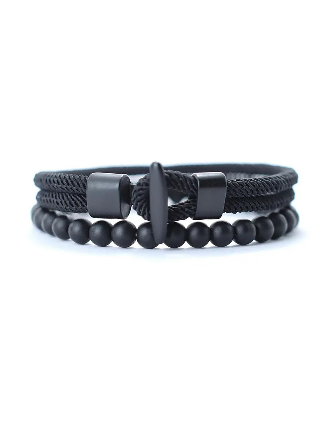 EDMIRIA Unisex Black Braided Rope Bangle-Style Bracelet