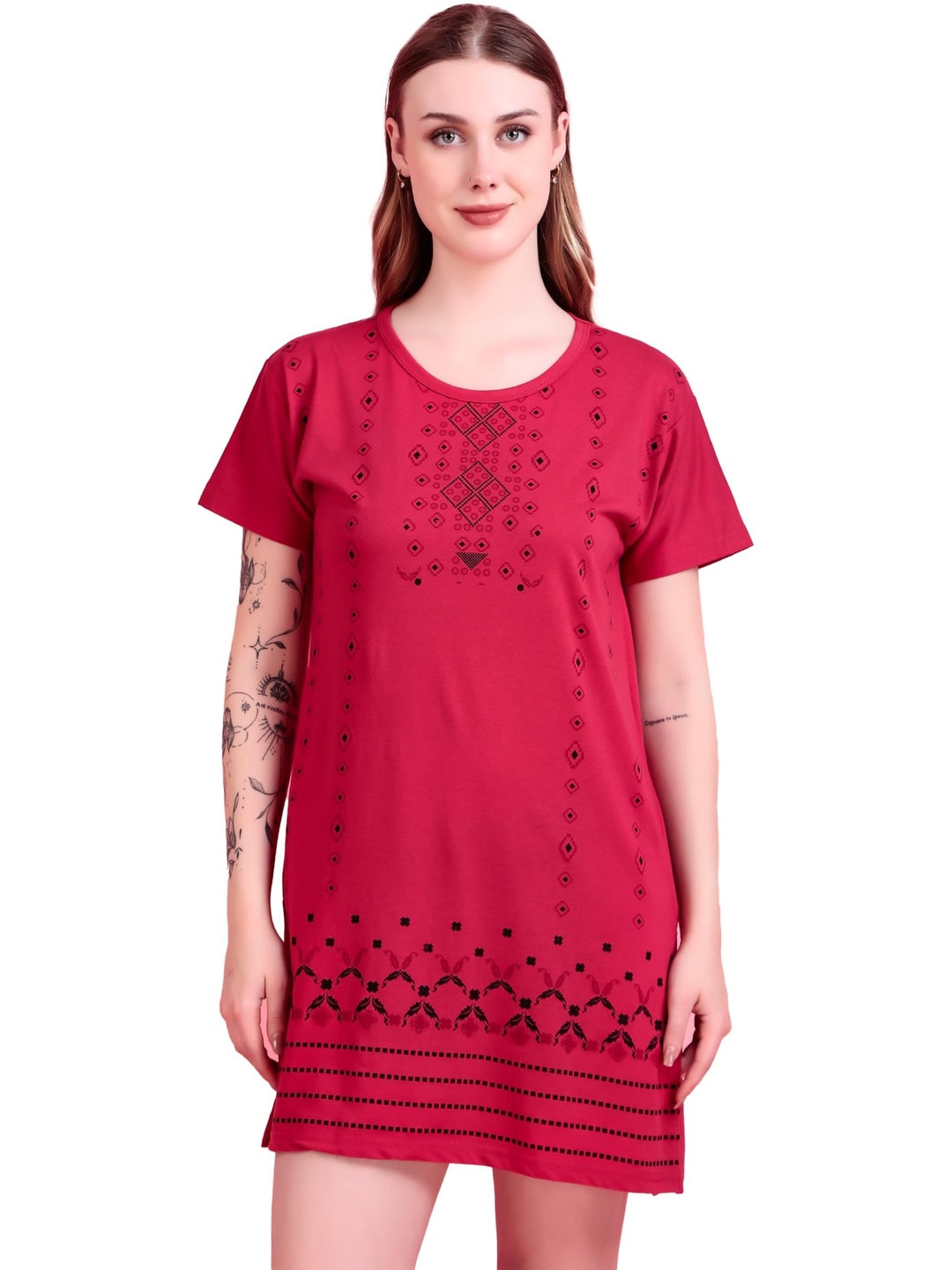 D-LINE Women Geometric Printed T-shirt Dress