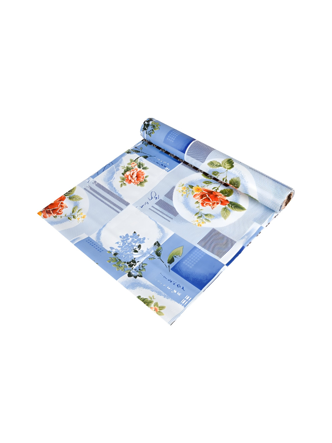 Aura Blue & Red Flower Printed Shelf Liner Organiser