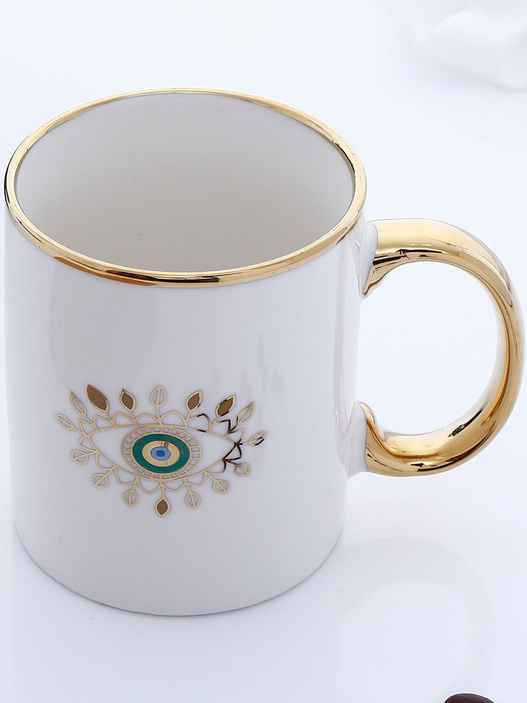 Archies White & Gold-Toned Printed Ceramic Glossy Mugs