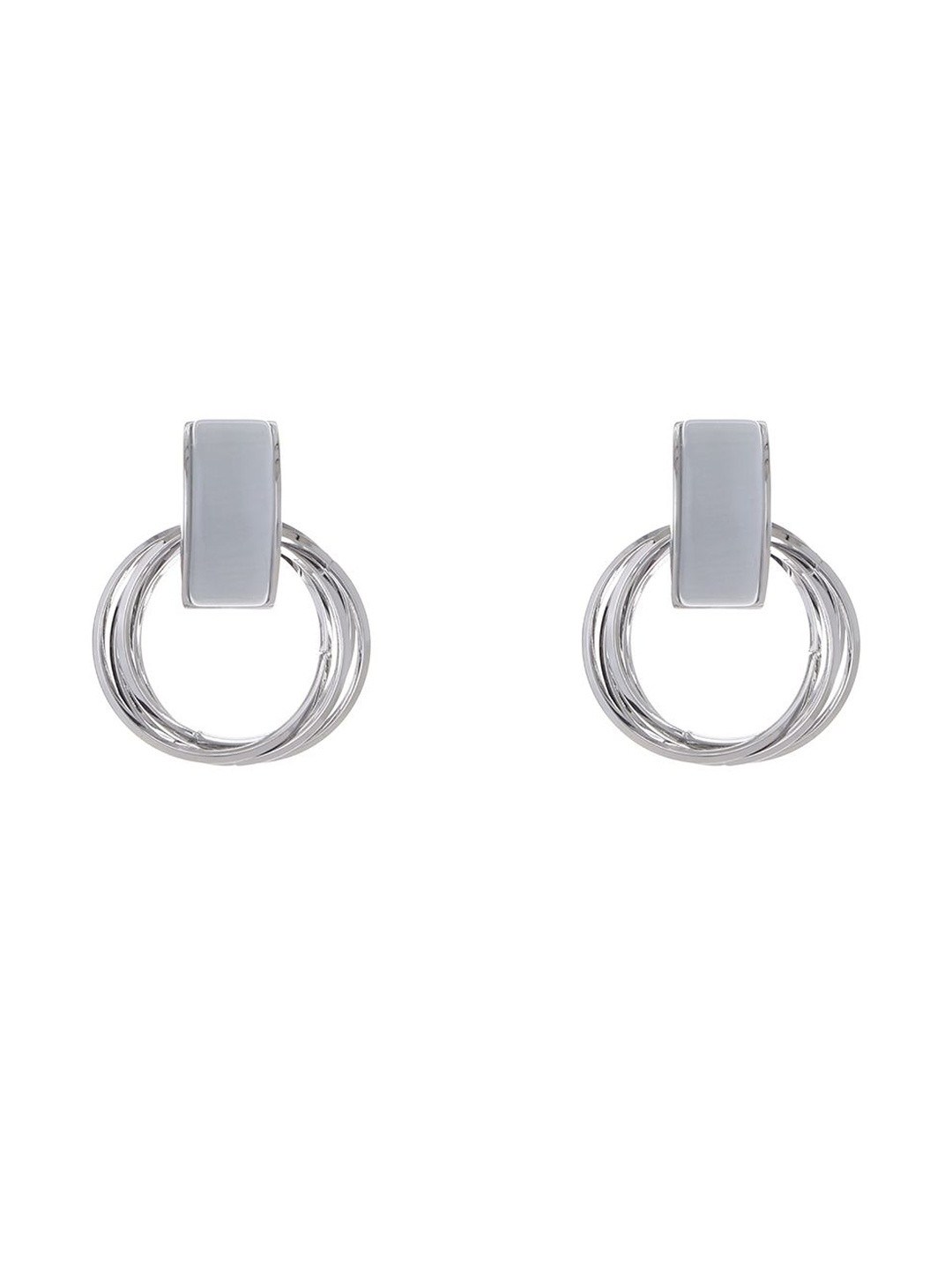 Ashnera Silver Plated Rectangular Studs Earrings