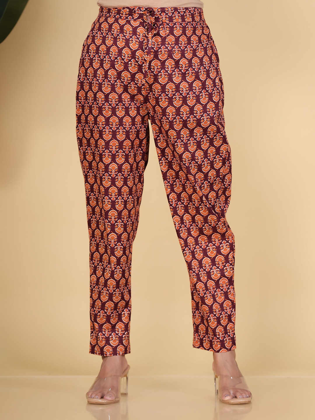 Aramya Women Ethnic Motifs Printed Relexed Fit Trousers