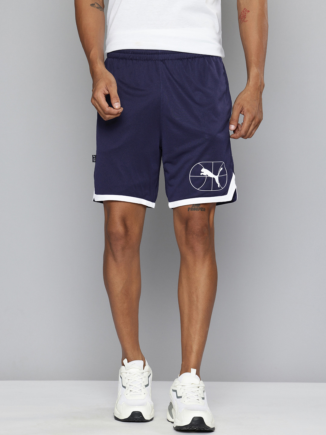 Puma Men JV Basketball Brand Logo Printed Sports Shorts