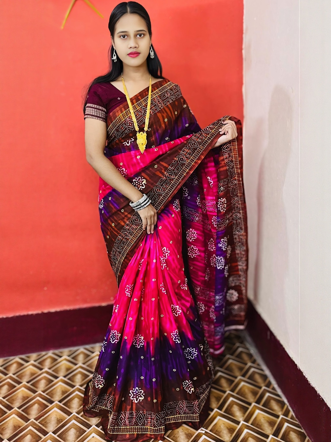 ARTFUL THREADS Pure Cotton Sambalpuri Printed Saree