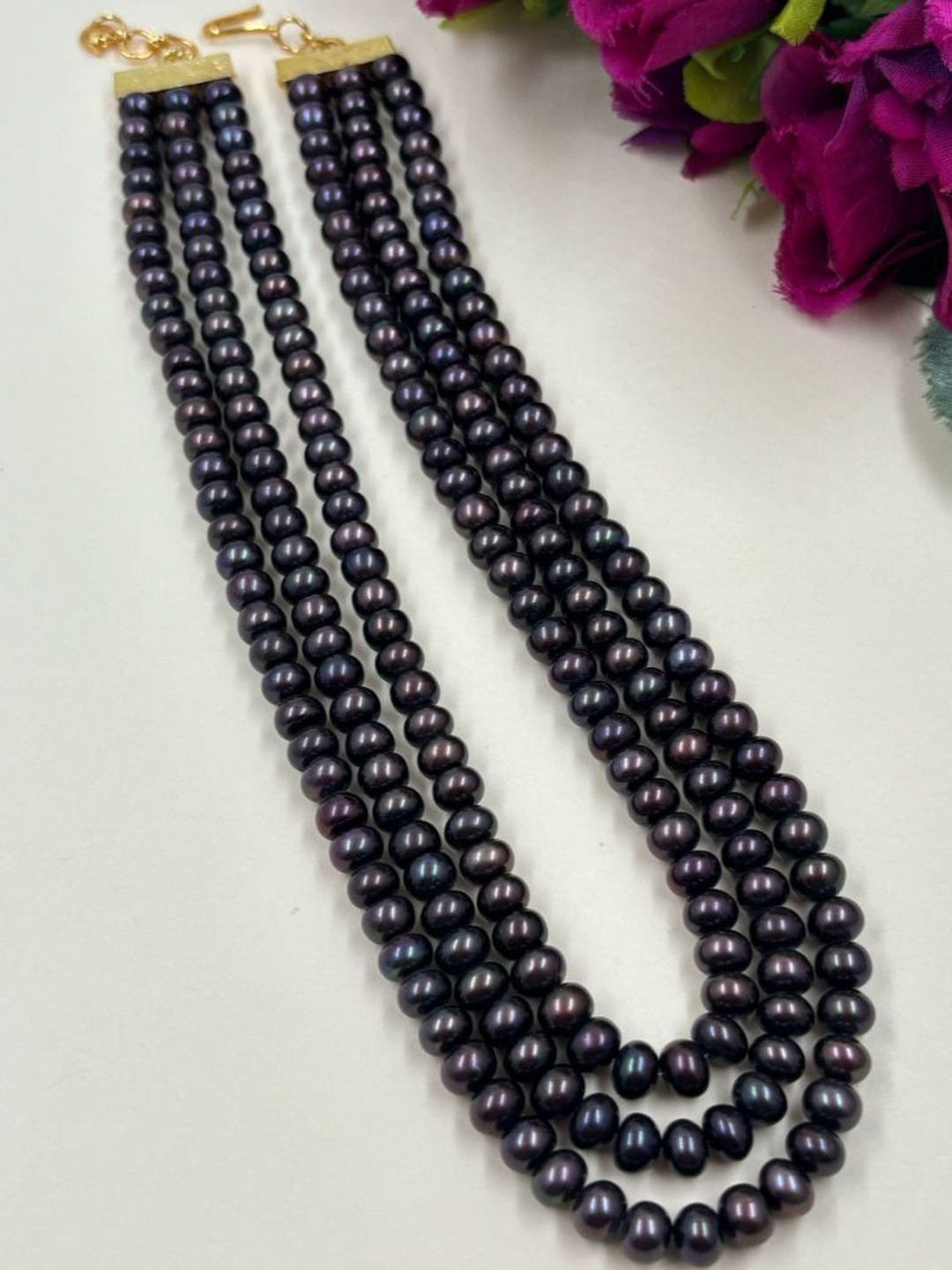 Gehna By  Beadazzled Women Gold-Plated Layered Pearl Beaded Necklace Set