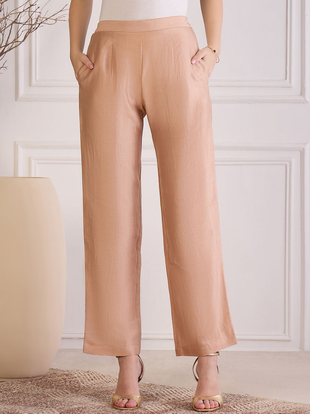 First Resort by Ramola Bachchan Women Mid-Rise Flat-Front Trousers