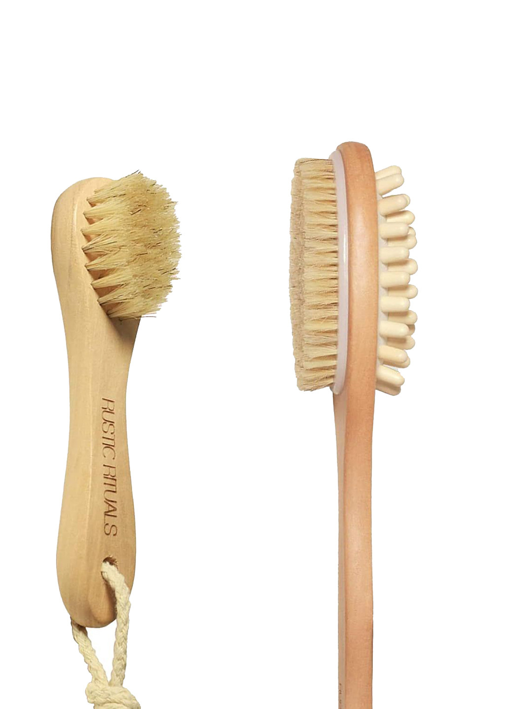 Rustic Rituals Set Of 2 Wooden Double Sided Body Brush & Face Cleansing Brush