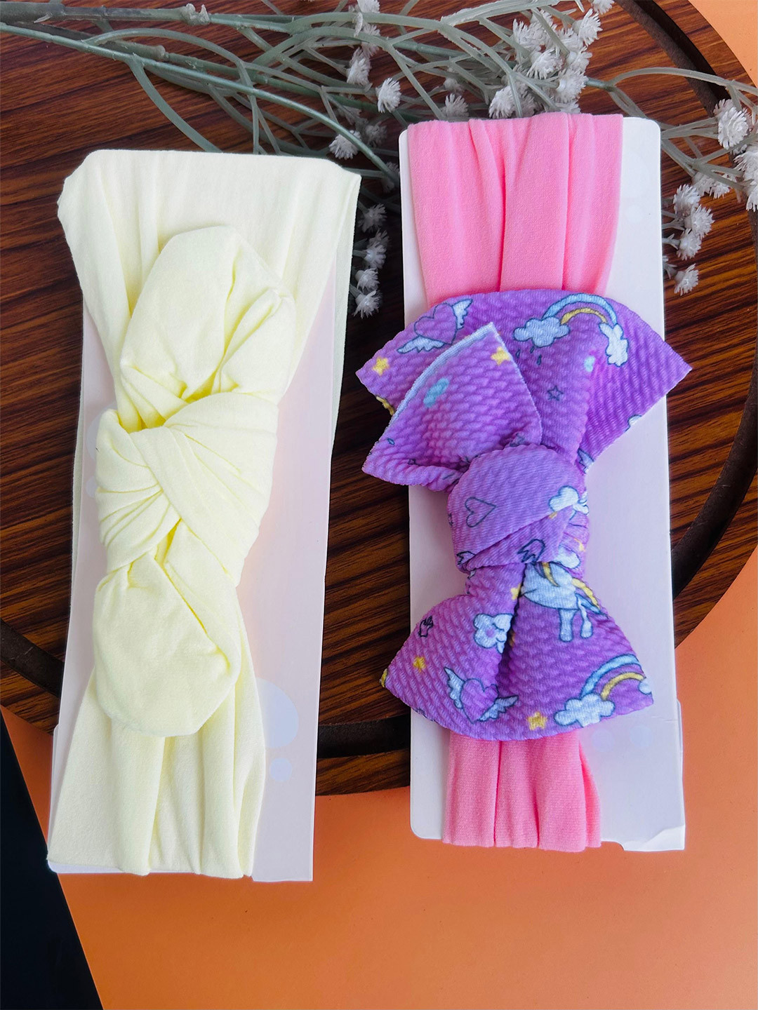 Radhya Accessories Infant Girls Pack Of 2 Bow Elastic Baby Chill Wrap Headband