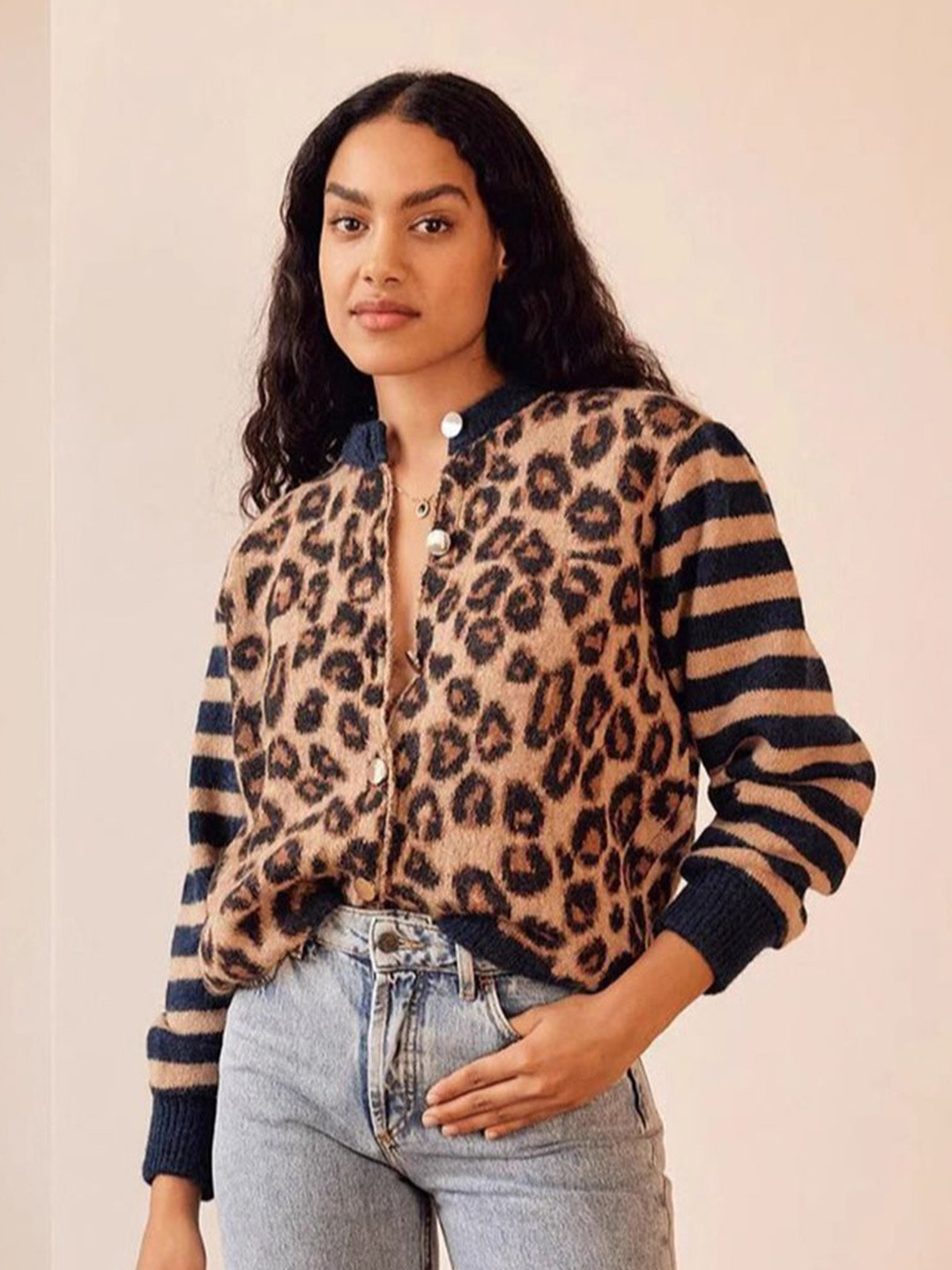 StyleCast Women Animal Printed Cashmere Cardigan