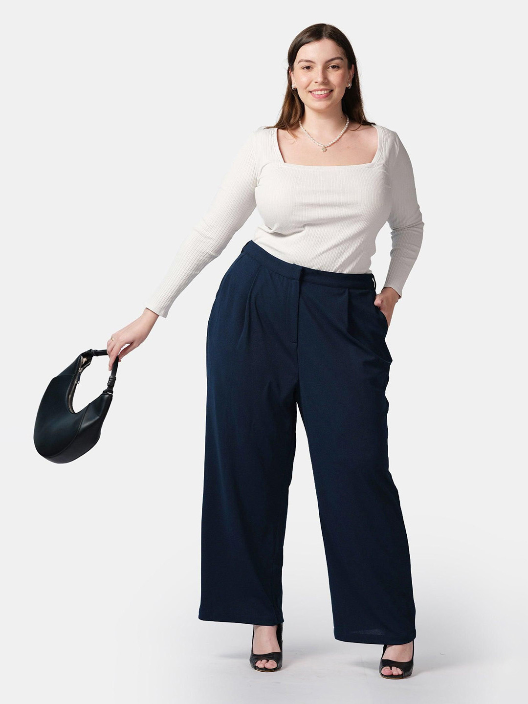 Virgio Viscose Rayon Plus Size Women Regular Solid Trouser