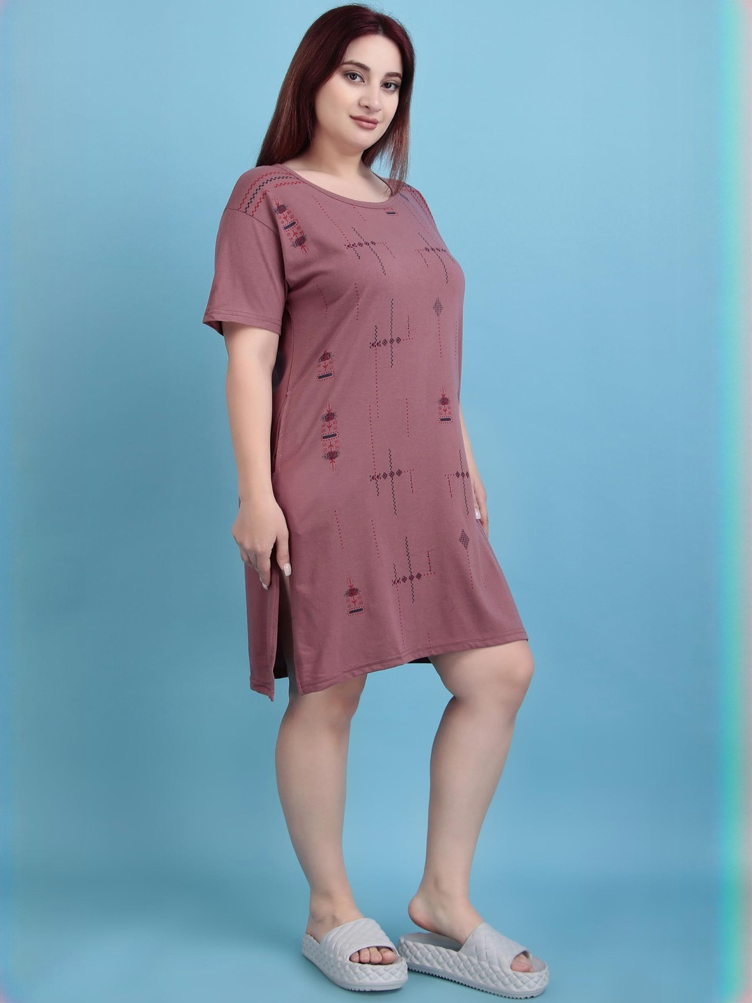 D-LINE Women Graphic Printed Round Neck Dress