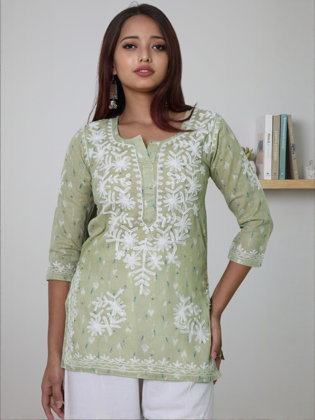 myplusfashion Women Embroidery Tunic