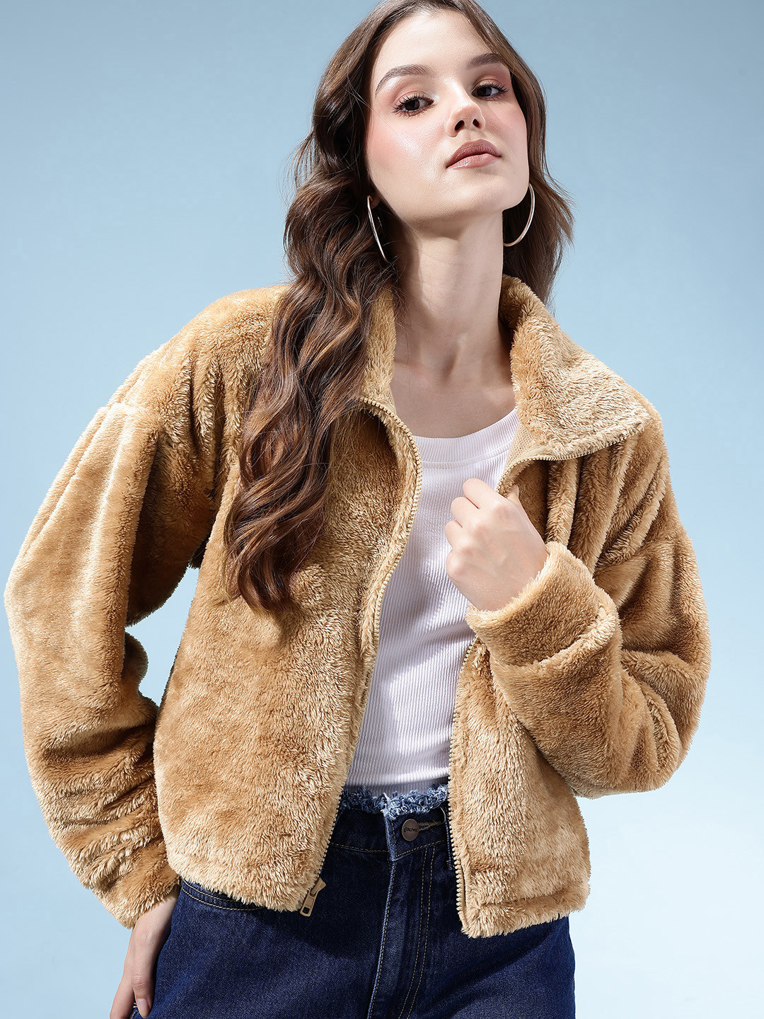 glitchez Faux Fur Trim Oversized Tailored Jacket