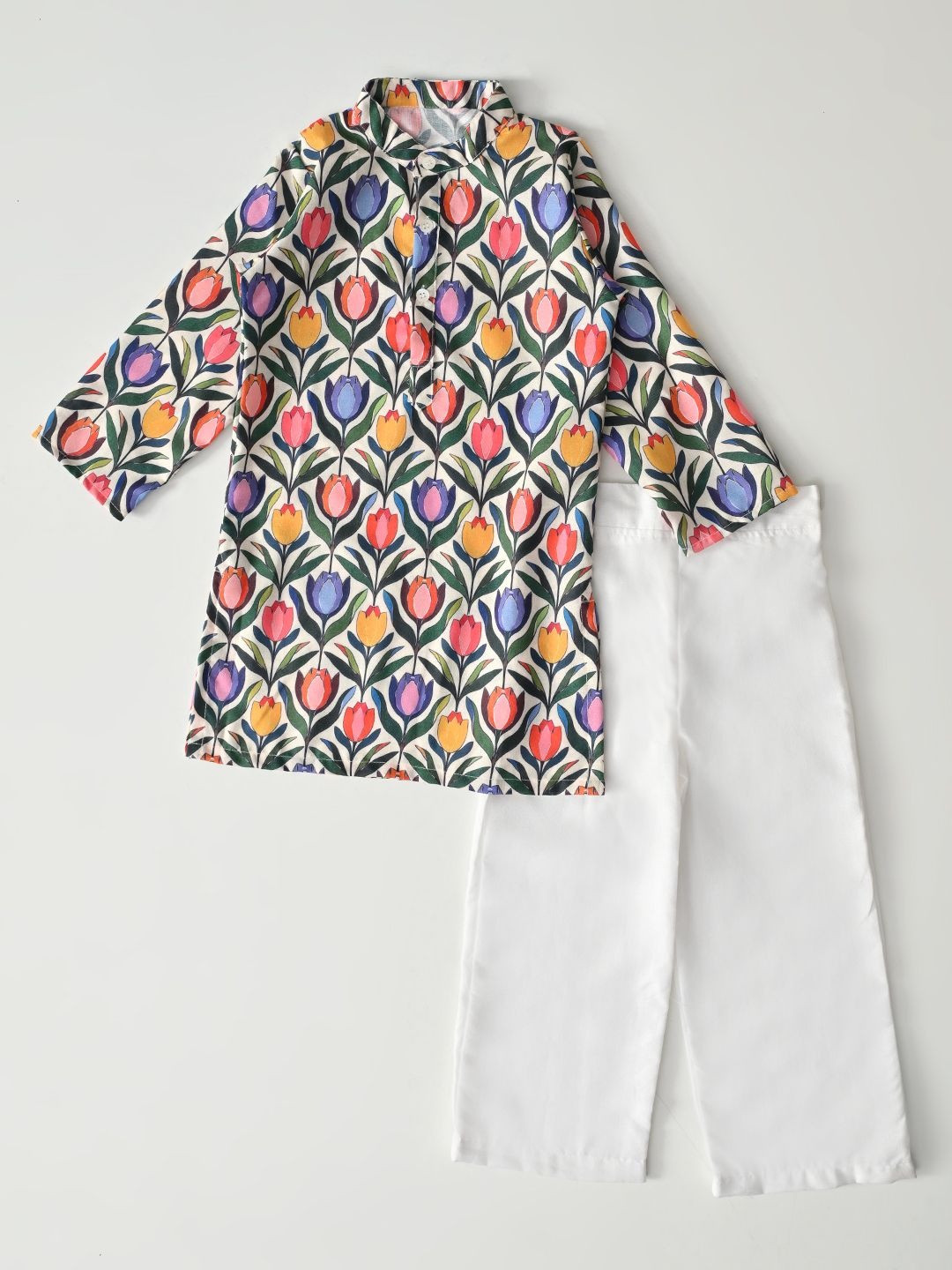 Sangria Boys Full Sleeves Abstract Printed Pure Cotton Kurta & Pajama