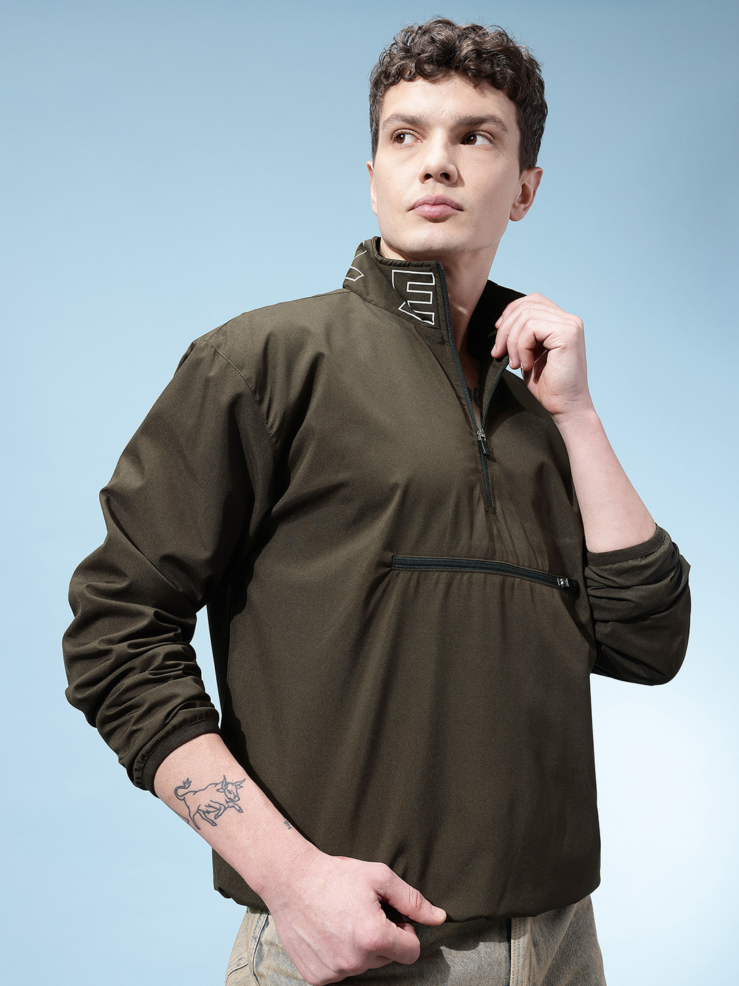 glitchez Mock Collar Utility Windcheater Jacket