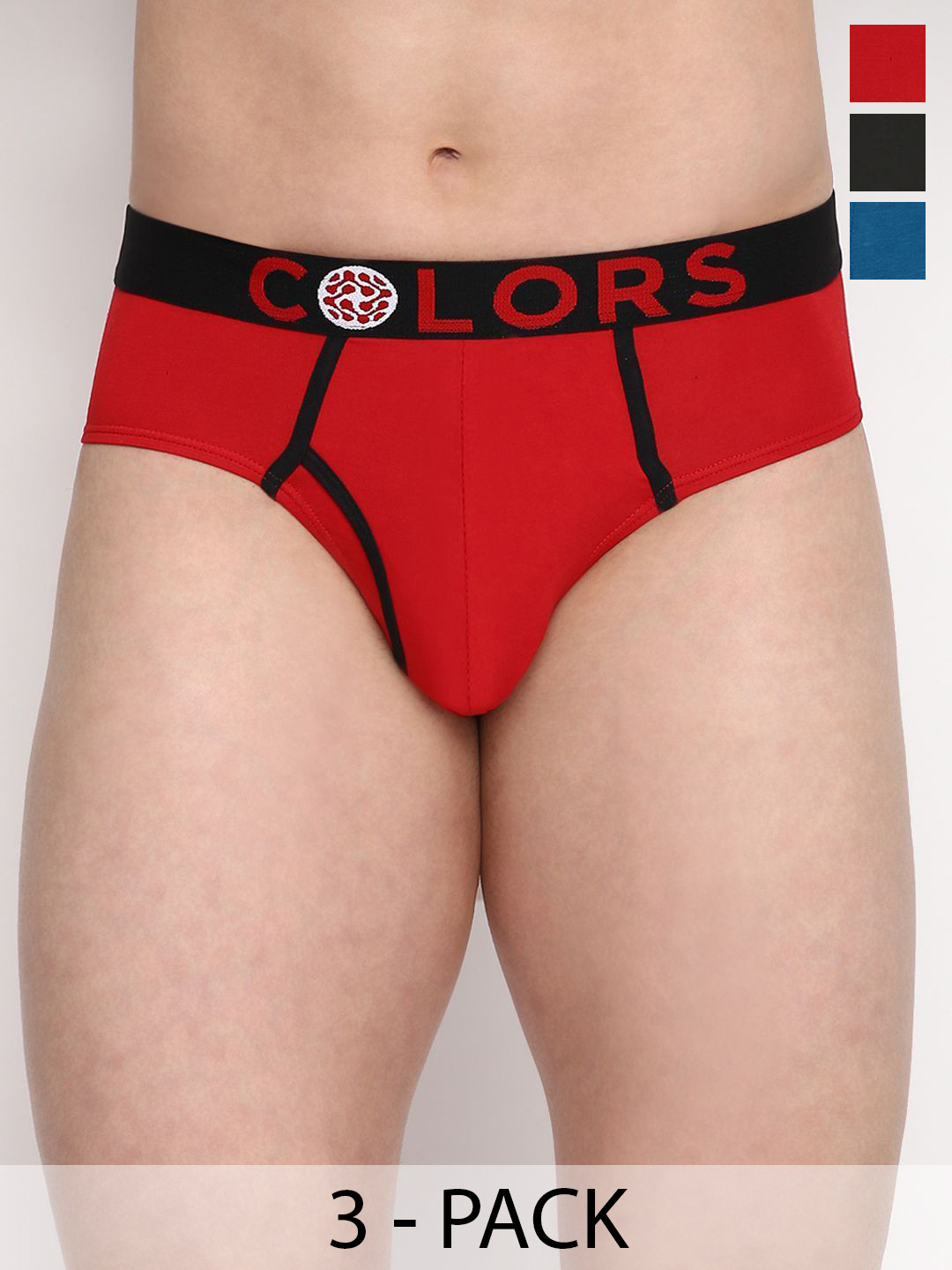 COLORS by Rupa Frontline Pack Of 3 Mid-Rise Brand Logo Basic Briefs