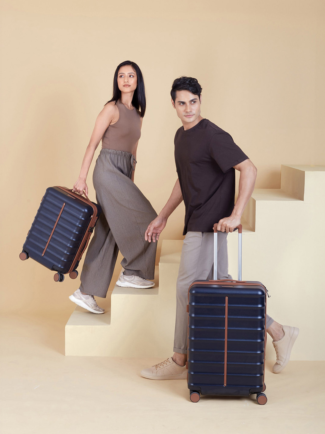 Assembly Premium Set of 2 Cabin and Check-In Trolley Bag - Blue - Odyssey 20 & 24 Inches