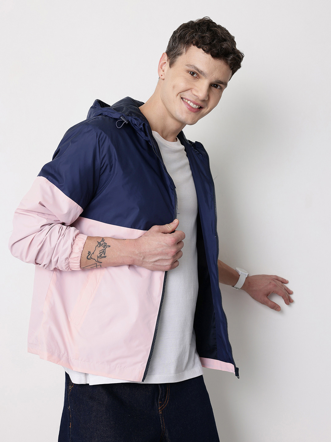 Mast & Harbour Hooded Colorblocked Tailored Jacket with Toggle