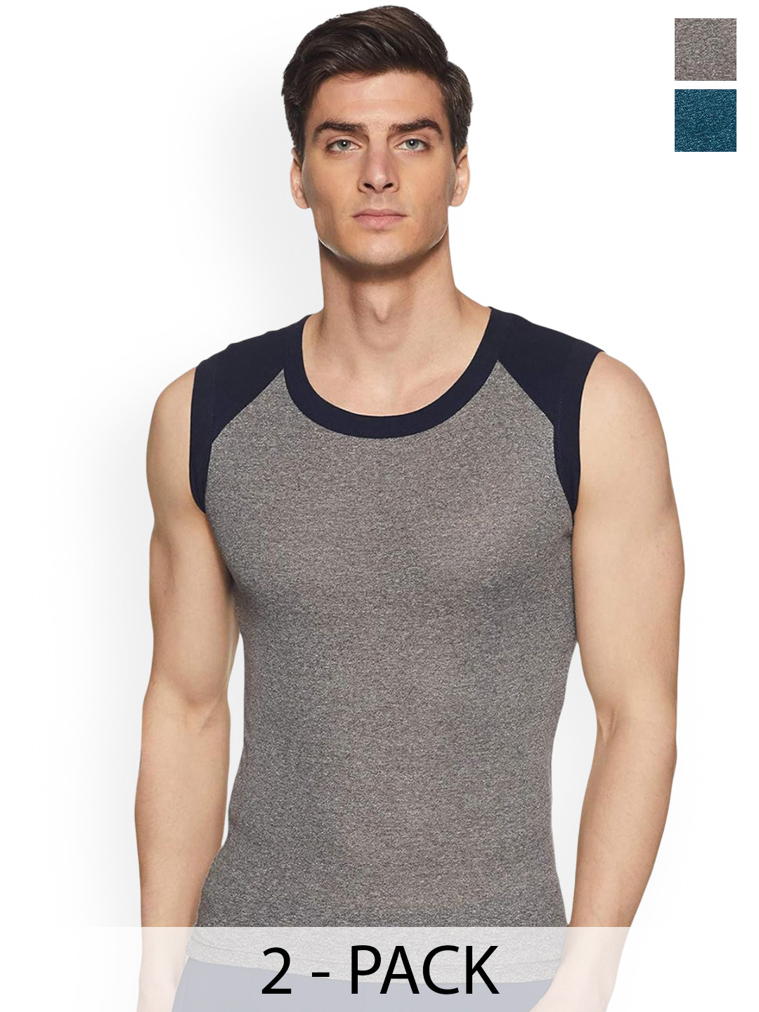 Sporto by Macho Men Pack Of 2 Pure Cotton Self Design Innerwear Vests