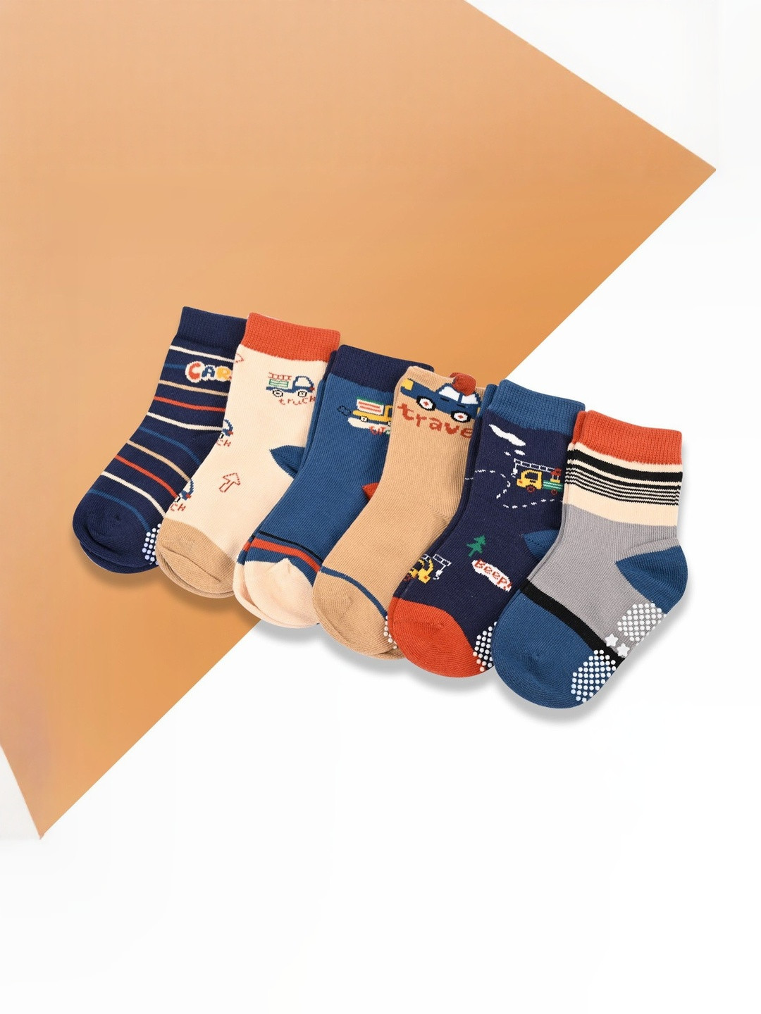 Kolor Fusion Kids Pack Of 6 Anti Skid Ankle Length Socks