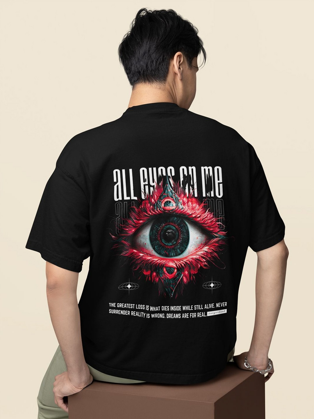 HANGERHOOD Men Graphic Printed Round Neck Pure Cotton Oversized T-shirt