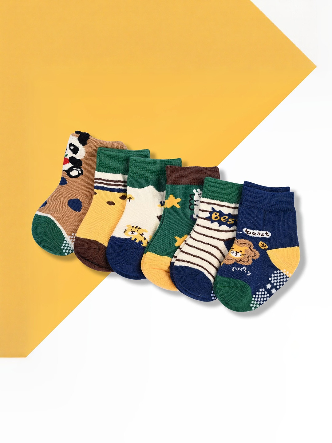 Kolor Fusion Kids Pack Of 6 Anti Skid Ankle Length Socks