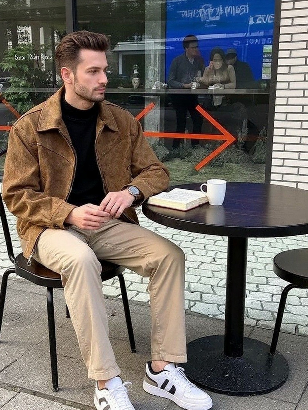 HERE&NOW Brown Shirt Collar Solid Men Sweatshirt