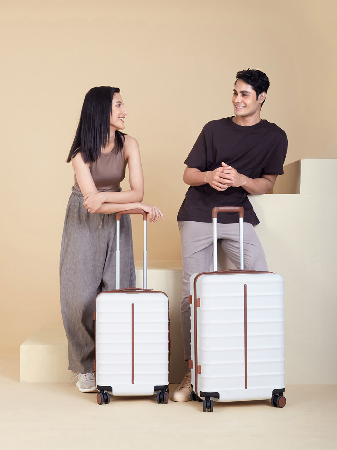 Assembly Premium Set of 2 Cabin and Check-In Trolley Bag - White - Odyssey 20 & 24 Inches