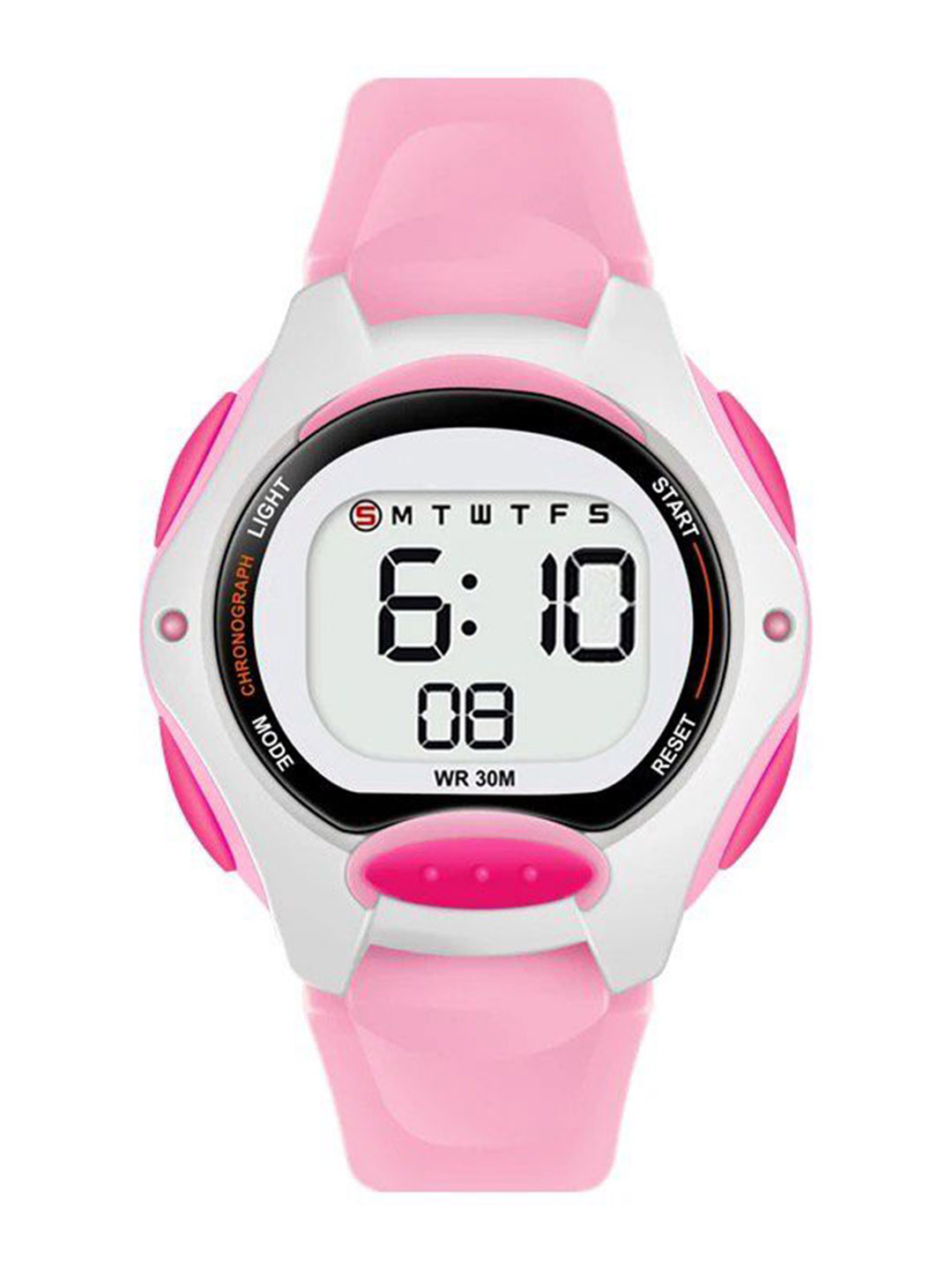 KIDSUN Girls Round Dial & Silicon Straps Digital Multi Function Watch 8001_PINK_PINK
