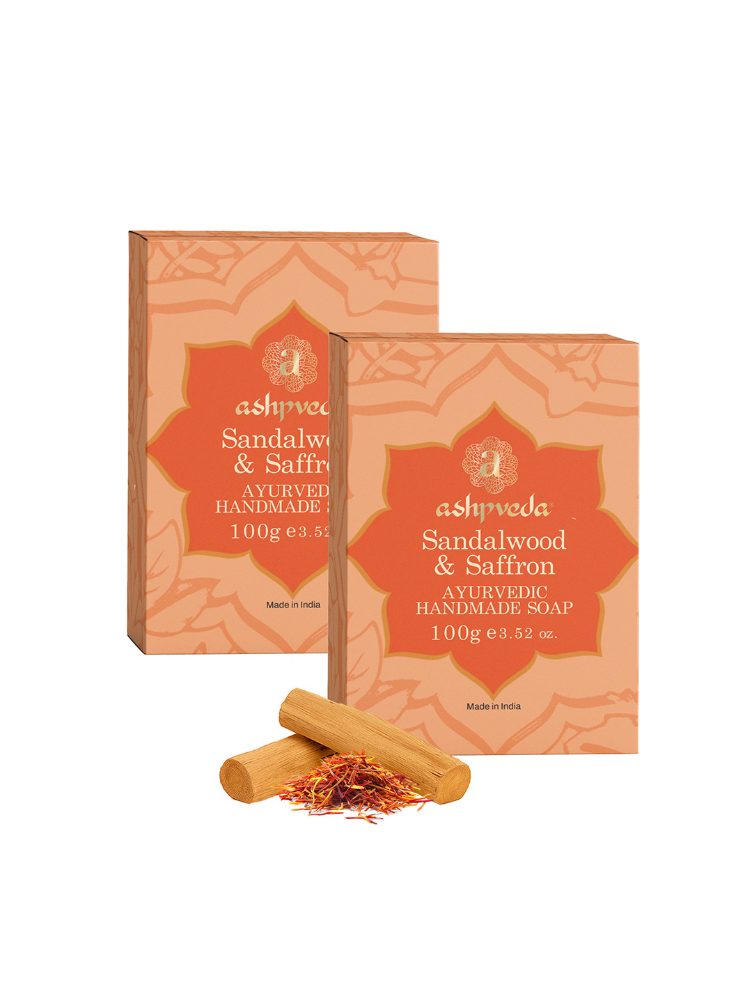 ASHPVEDA Set Of 2 Sandalwood & Saffron Bath Soap - 100g Each