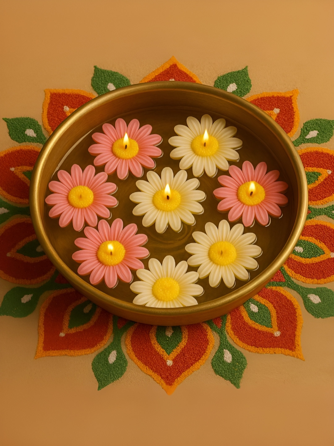 SERAAF Pink & White 8 Pieces Flower Scented Floating Candles