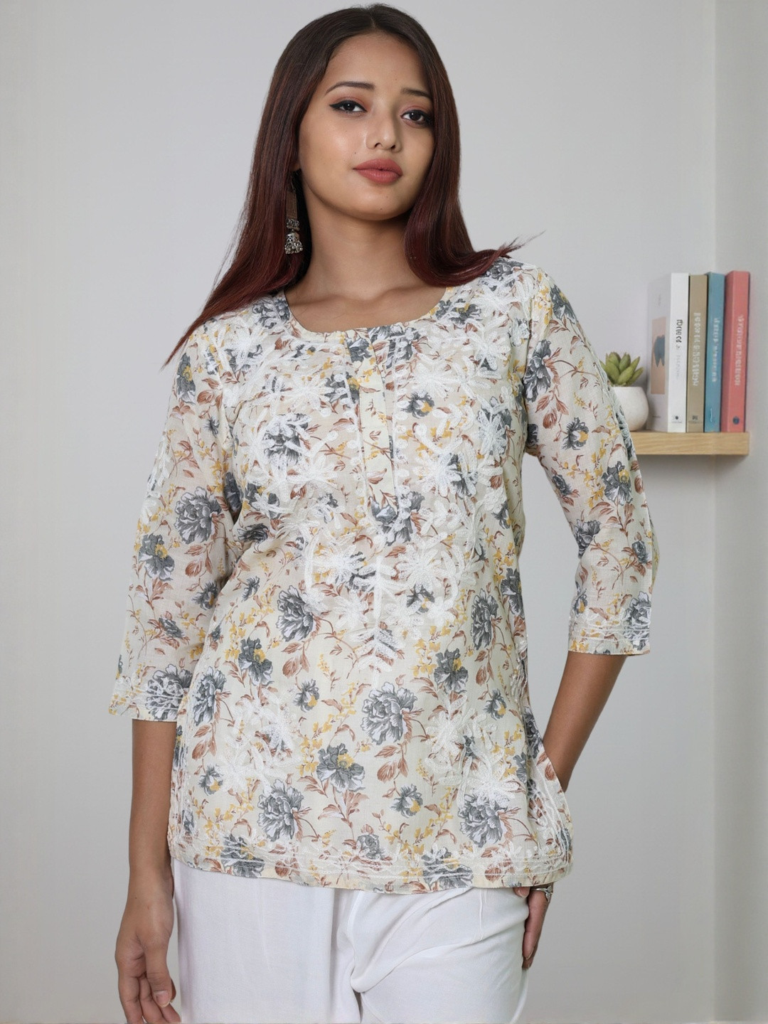 myplusfashion Women Embroidered Tunic