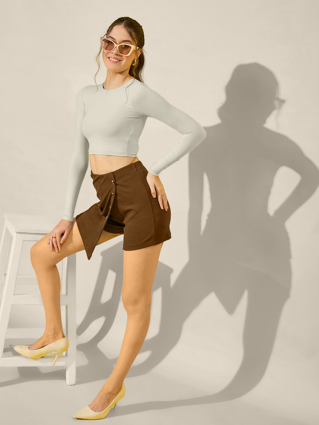 DIMPY GARMENTS High Waist Wrap Mini Skorts