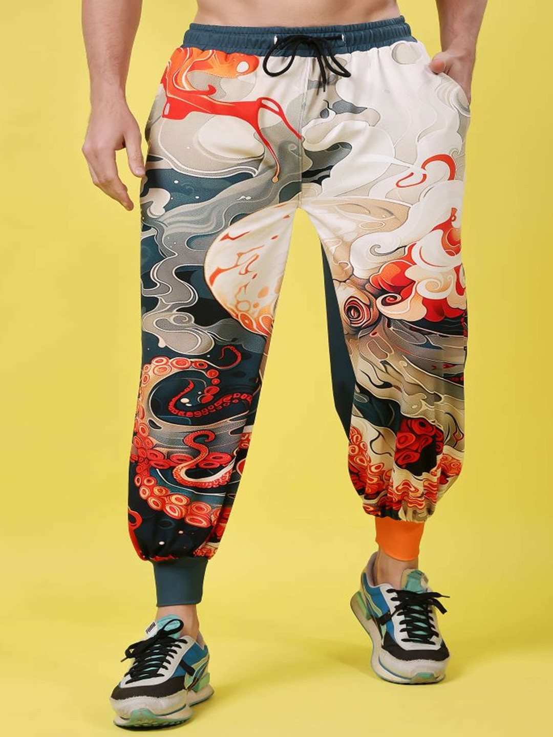 Flirty Soul Men Octopus Printed Regular Mid Rise Dry Fit Casual Track Pant