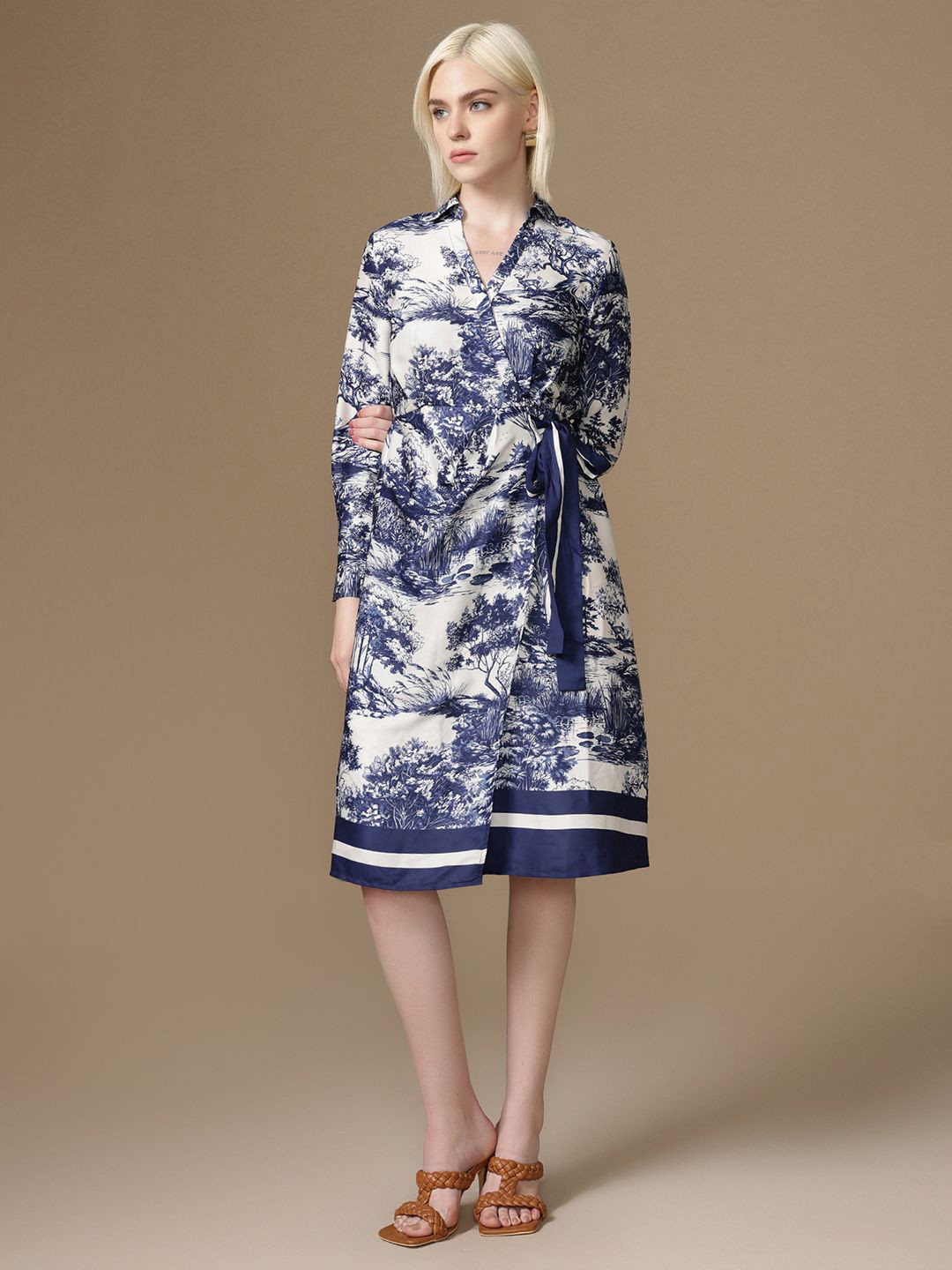 Kazo Masha Women Floral Printed Wrap Midi Dress