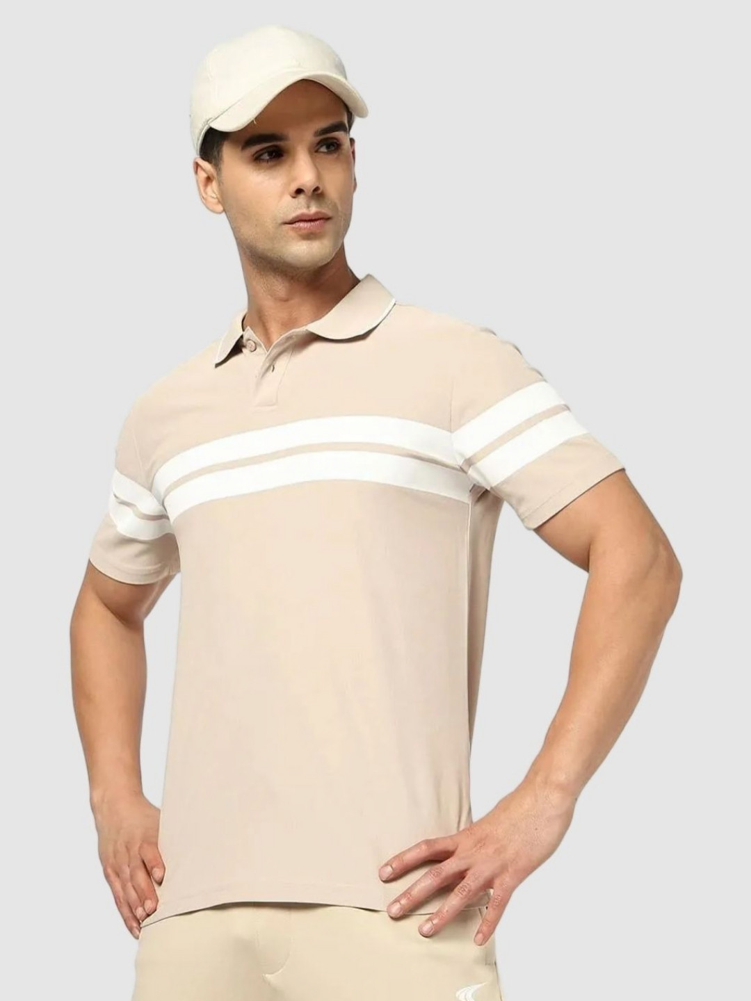 Performax Short Sleeves Striped Polo Collar T-shirt