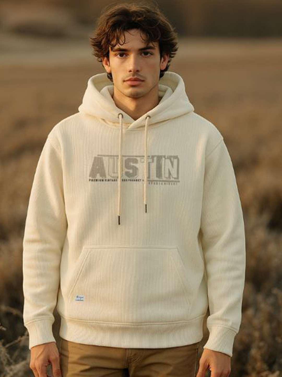 SUN 'N' SUMMER Men Typography Printed Hooded Pullover Sweatshirt